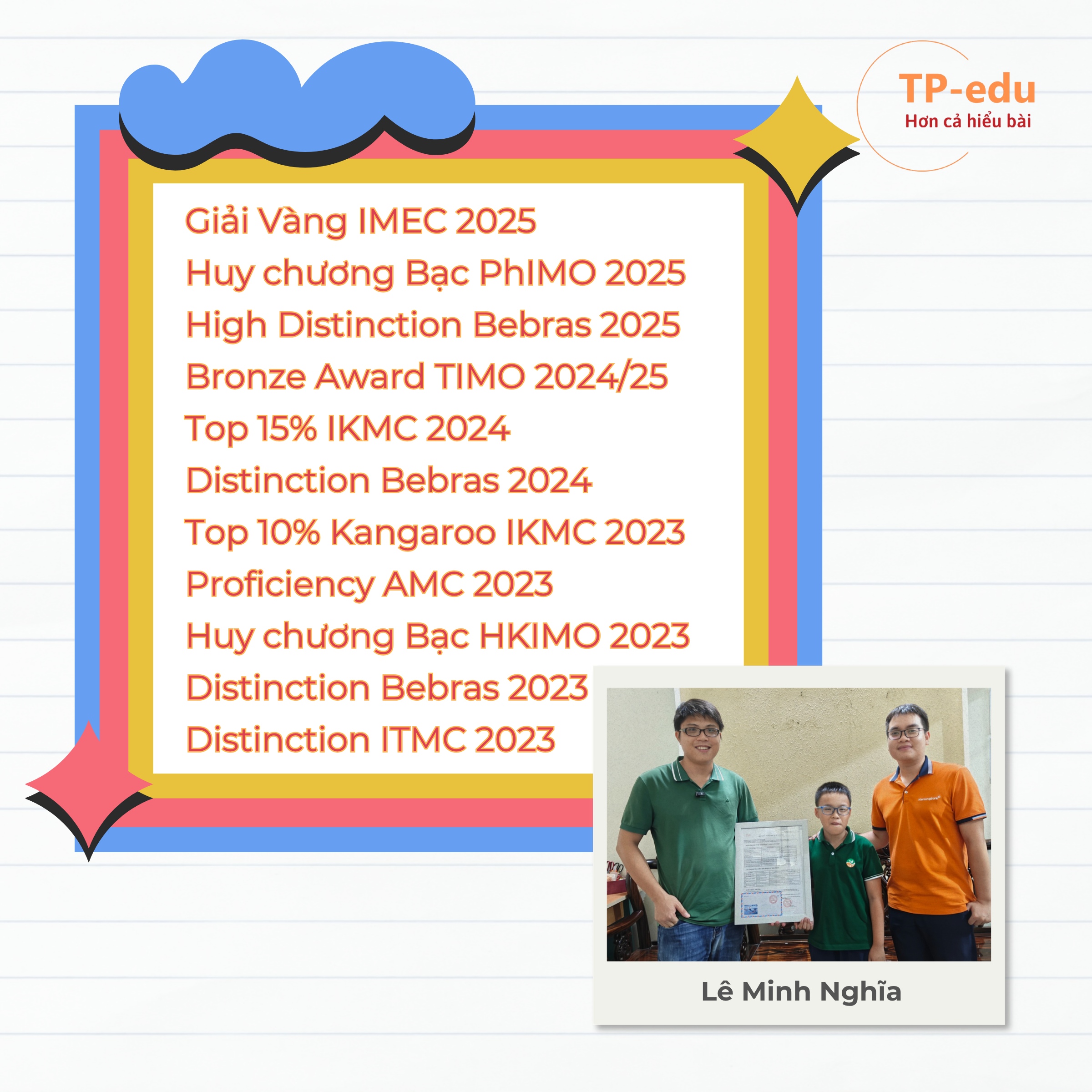 Thành tích học viên tiêu biểu TP-edu - 1/10